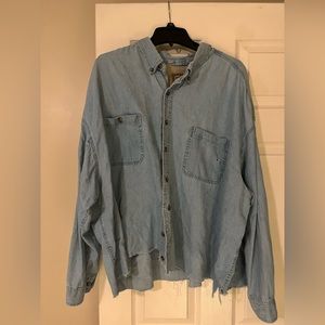Vintage Oversized Cropped Denim Button Down
